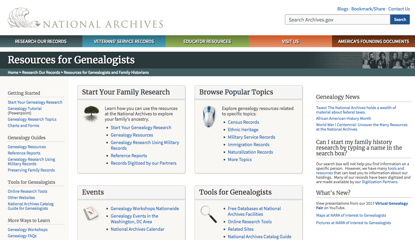 online genealogy sites