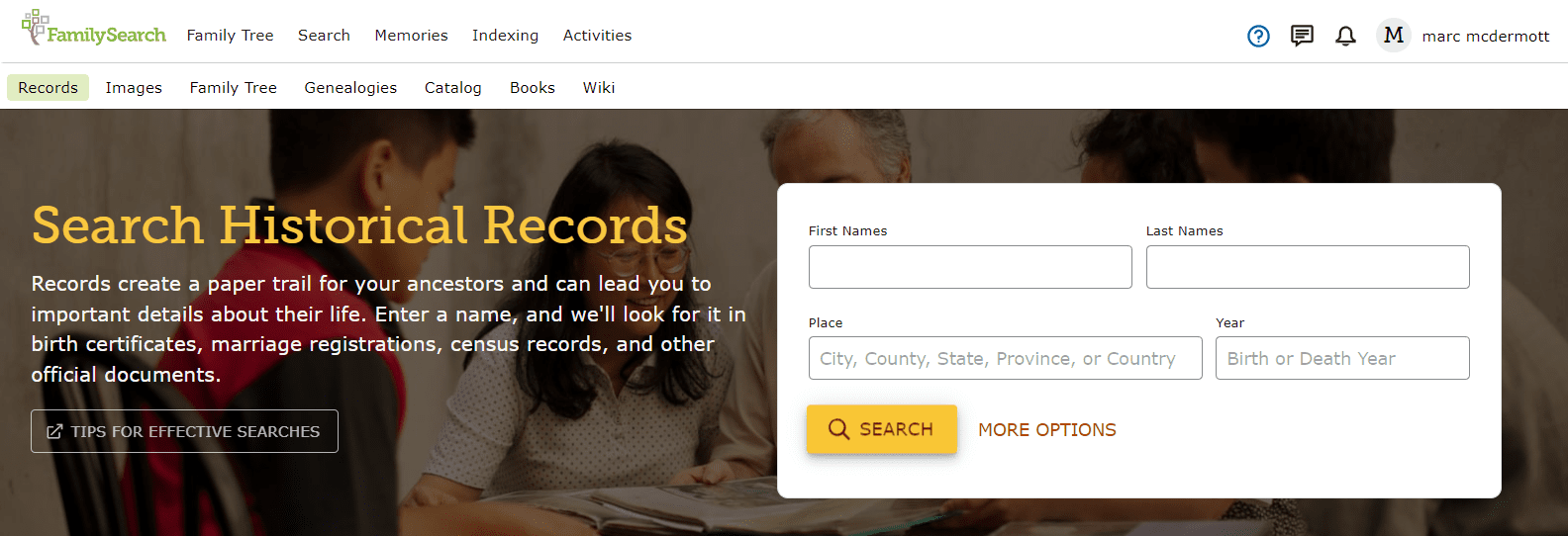 best way to search family history